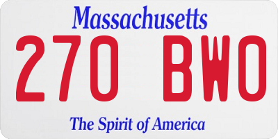 MA license plate 270BW0