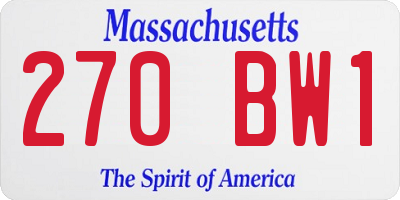 MA license plate 270BW1