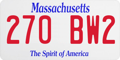 MA license plate 270BW2