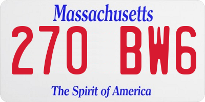 MA license plate 270BW6