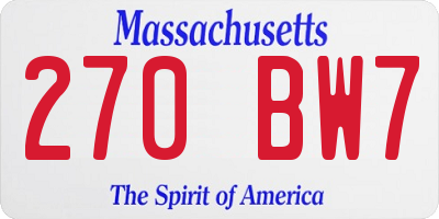 MA license plate 270BW7