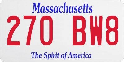 MA license plate 270BW8