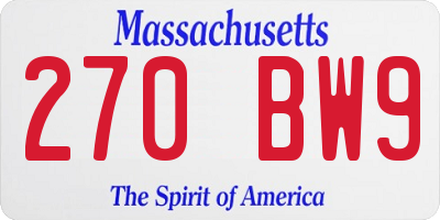 MA license plate 270BW9