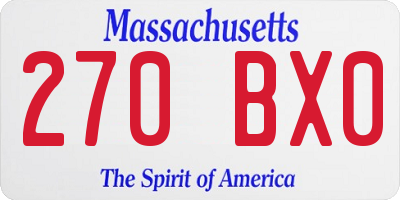 MA license plate 270BX0