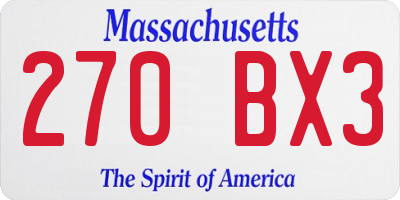 MA license plate 270BX3