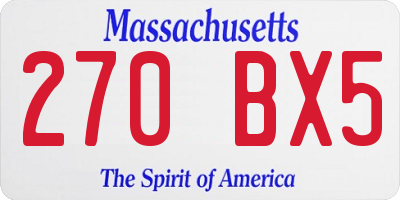 MA license plate 270BX5