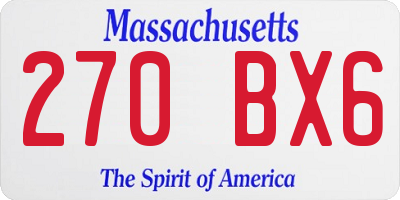 MA license plate 270BX6