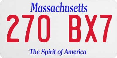 MA license plate 270BX7