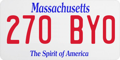 MA license plate 270BY0