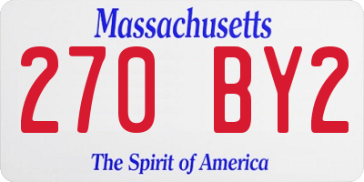 MA license plate 270BY2