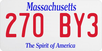 MA license plate 270BY3