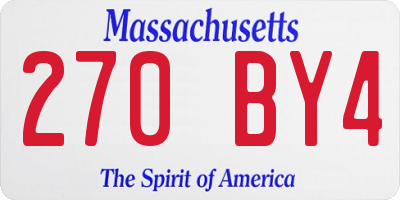 MA license plate 270BY4