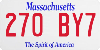 MA license plate 270BY7