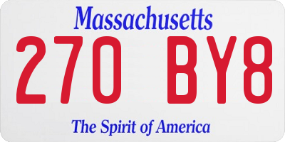 MA license plate 270BY8