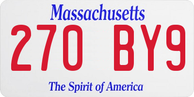 MA license plate 270BY9
