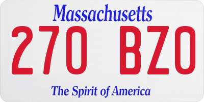 MA license plate 270BZ0
