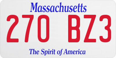 MA license plate 270BZ3