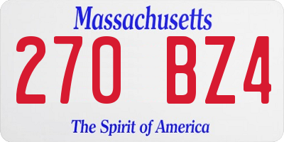 MA license plate 270BZ4