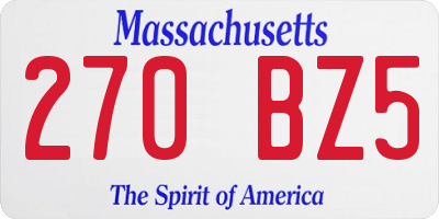 MA license plate 270BZ5