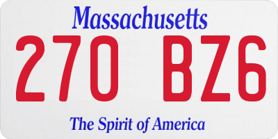 MA license plate 270BZ6