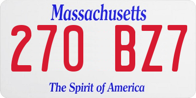 MA license plate 270BZ7