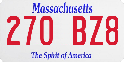 MA license plate 270BZ8