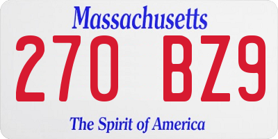 MA license plate 270BZ9
