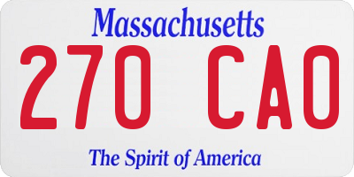 MA license plate 270CA0