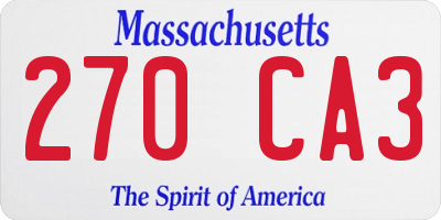 MA license plate 270CA3