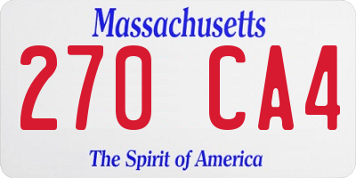 MA license plate 270CA4