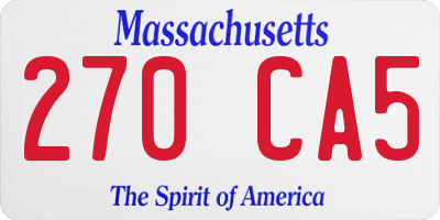 MA license plate 270CA5