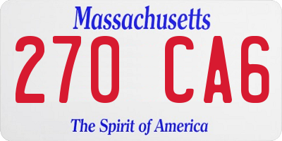 MA license plate 270CA6