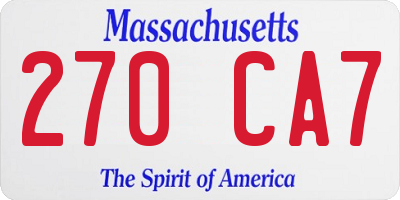 MA license plate 270CA7