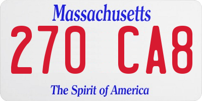 MA license plate 270CA8