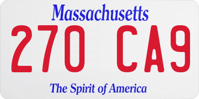 MA license plate 270CA9