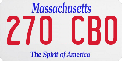 MA license plate 270CB0
