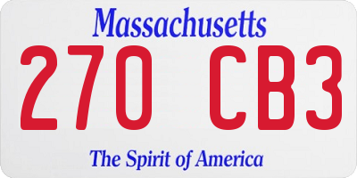 MA license plate 270CB3