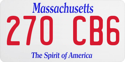 MA license plate 270CB6
