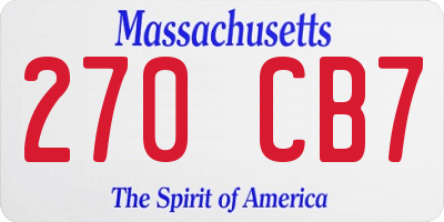 MA license plate 270CB7