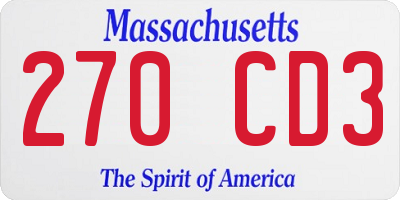 MA license plate 270CD3