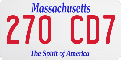 MA license plate 270CD7
