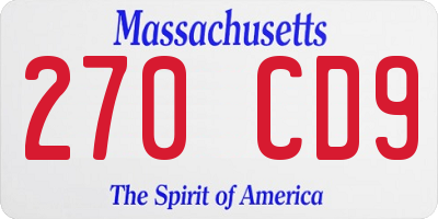 MA license plate 270CD9