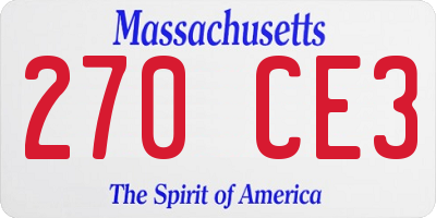 MA license plate 270CE3
