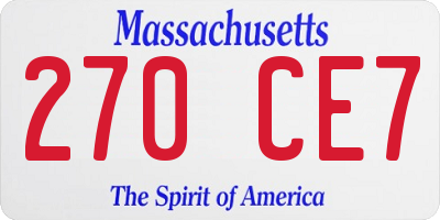 MA license plate 270CE7