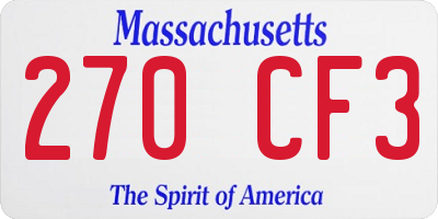 MA license plate 270CF3