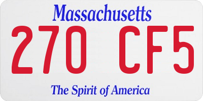 MA license plate 270CF5