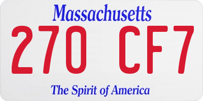 MA license plate 270CF7