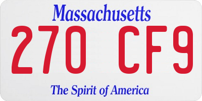 MA license plate 270CF9