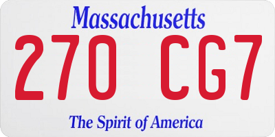 MA license plate 270CG7