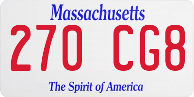MA license plate 270CG8